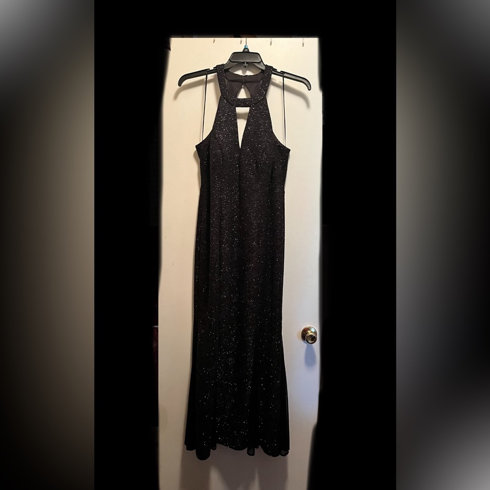 Nightway Women's Black Metallic Sleeveless Cocktail Size 14W